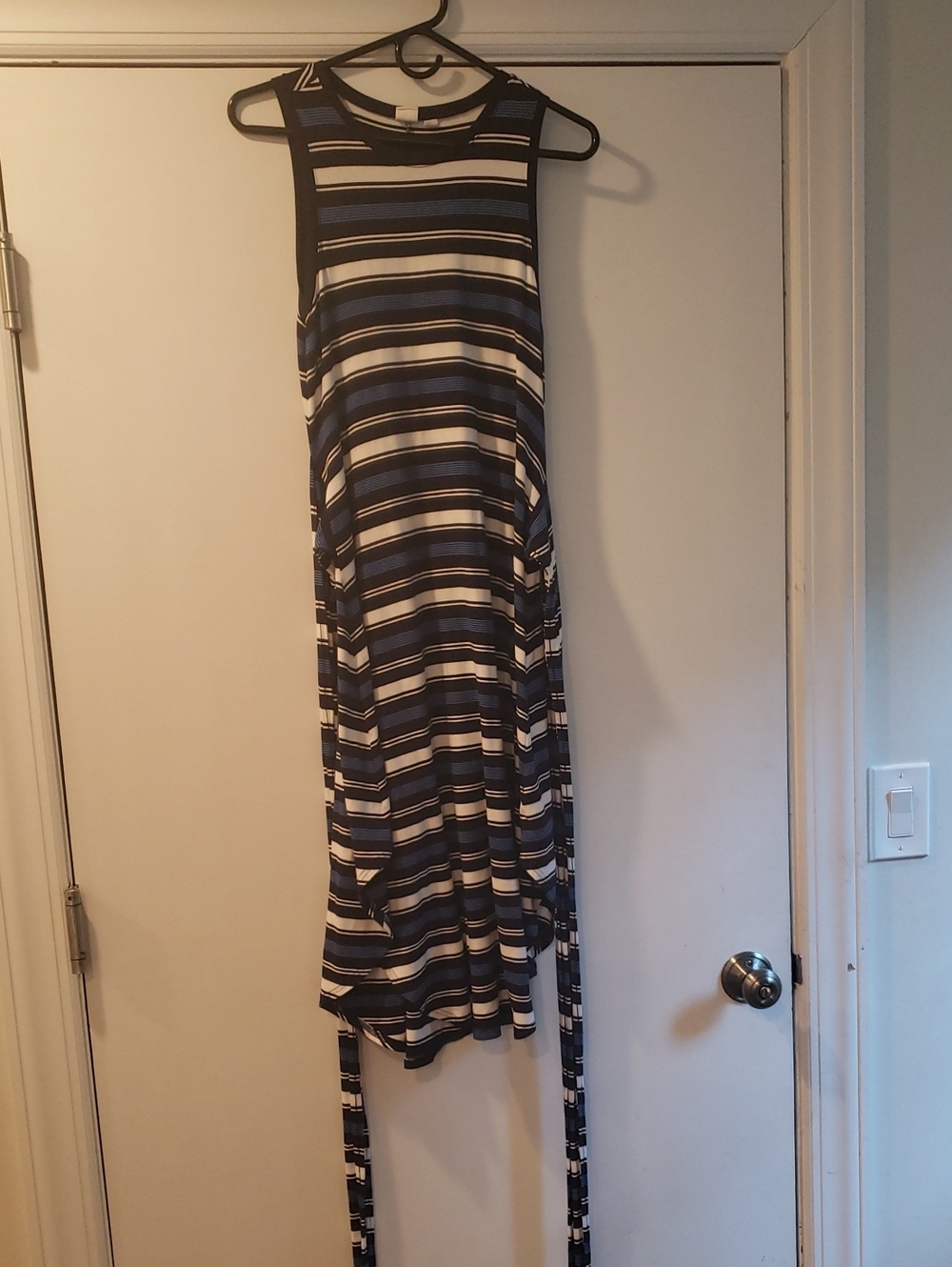 GAP Sleeveless Striped Midi Dress in Navy, White, and Blue